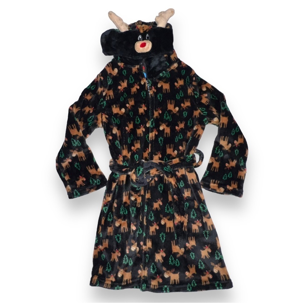 ONLY Boys Reindeer Plush Fleece Bathrobe Size 8/10